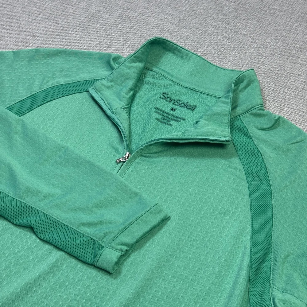 SanSoleil 1/4 Zip Pullover Womens M Green Mock Neck Long Sleeve Activewear